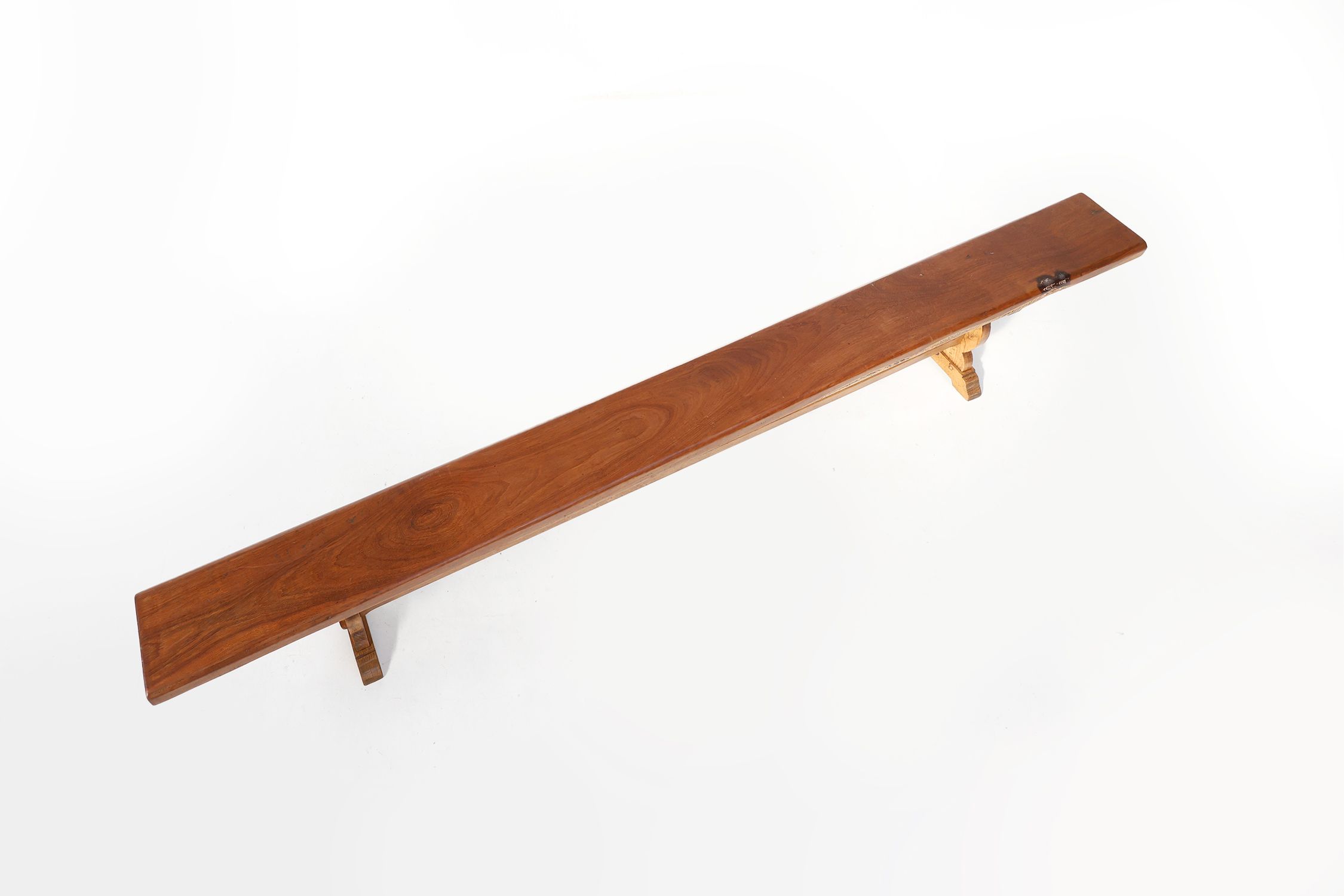 French Extra long solid elm wooden monastery bench, ca. 1850thumbnail